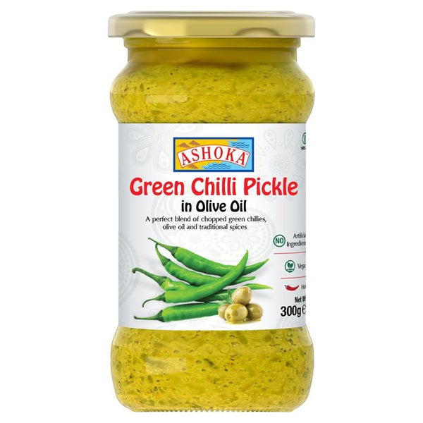Ashoka Green Chili Pickle in Olive Oil 300 grams